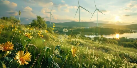 green energy and sustainable industry concept with