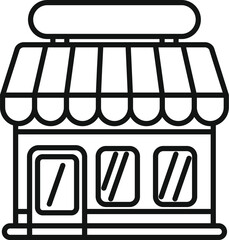 Simple outlined icon of a small business storefront with a striped awning