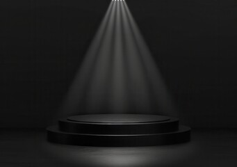 Black background podium with spotlight for product presentation