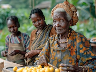 Passing on Traditions: Elderly Woman Teaching Cooking Class to Engaged Community Members