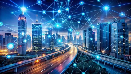 Obraz premium Ai generated illustration of IT roadmap modern technology and innovative processes, networking and big data