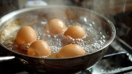 Eggs cooked in hot water