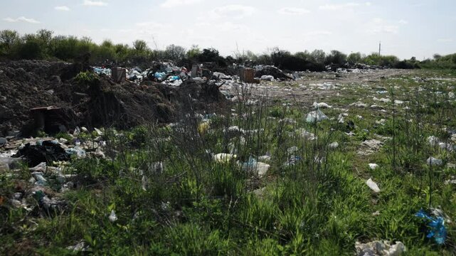 Garbage pile, Pollution impact, Pollution reform. Landscapes dominated by waste heaps demonstrate critical state environmental disregard and imperative significant waste management changes.