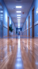 Hospital hallway, reception clinic Unfocused background