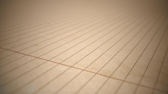 Vintage School Paper Close Up Background/ Animation of a close up vintage background of school paper with printed lines and depth of field blur