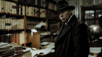 Mysterious Man in a Library.