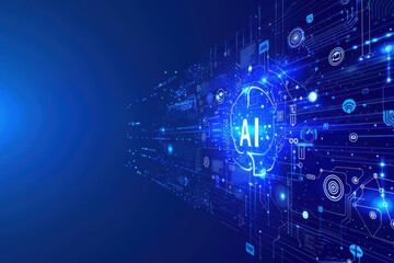 Obraz premium Dark Blue AI Circuit Background