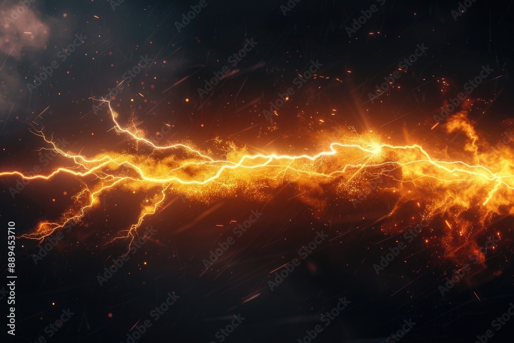 Poster a vibrant lightning bolt illuminates the dark sky, creating a striking visual effect