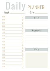 Daily Planner Template. Vertical A4 format To Do List