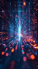 Futuristic Data Center with Vibrant Lights
