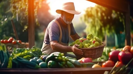 Senior Farmer Holding Fresh Harvest