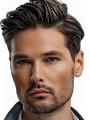 Fototapeta premium A man with a beard and a leather jacket.