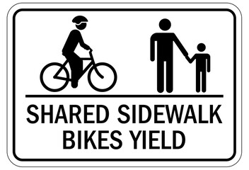 Bicycle share the road sign shared sidewalk bikes yield © middlenoodle