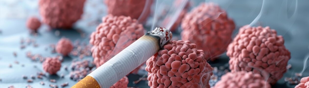 A woman is smoking a cigarette and the smoke is billowing out of her mouth. Concept of addiction and the negative effects of smoking on one's health