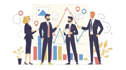 Business Meeting: A Team Analyzes Financial Data