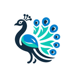 Fototapeta premium flat vector logo of a peacock. 