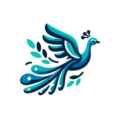 flat vector logo of a peacock. 