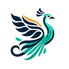 Obraz premium flat vector logo of a peacock. 