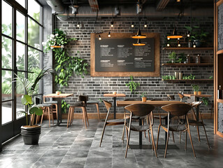 3d rendering of a modern cafe restaurant