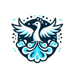 flat vector logo of a peacock. 