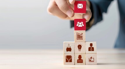 Building a Successful Business Strategy with Wooden Blocks