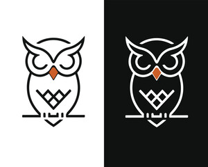 Obraz premium Minimalist Mascot Style Owl Vector For Logo or Icon