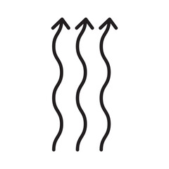 Winding wavy curved arrows. Vector illustration. Thin wavy twisty arrows. eps 10