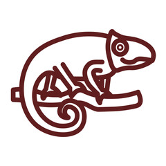 Chameleon Vector Line Maroon Icon Design