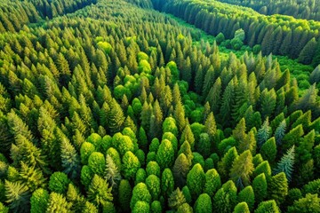 Fototapeta premium Aerial view of a pine forest