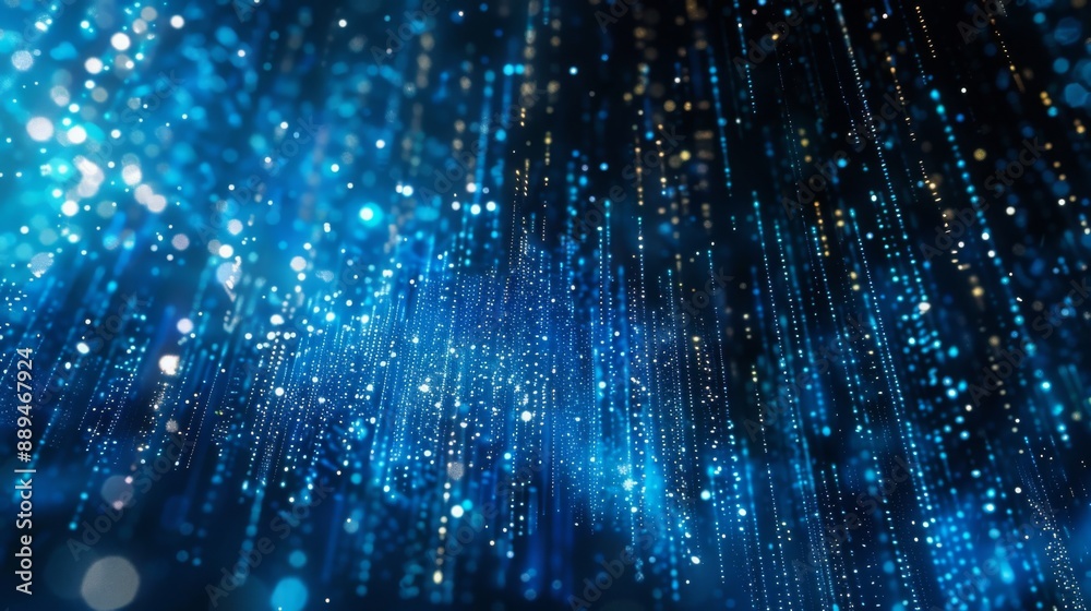 Poster Abstract blue and gold light trails create a shimmering, dynamic pattern.