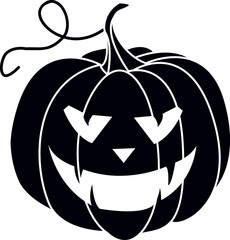 Autumn Halloween Silhouette Pumpkin Illustration for Fall Festival Decor. Vegetable Design and Botanical Element.