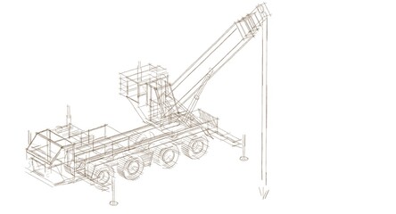 Obraz premium mobile crane machine 3d illustration