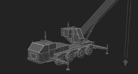  mobile crane machine 3d illustration