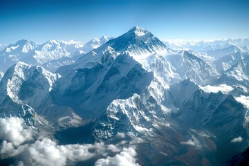 Himalayas ridge. Mount Everest aerial view from Nepal