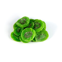 Dried Kiwi Slices on White Background