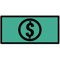 Bank note icon. Illustration of  paper note with dollar sign inside. Illustration of payment and cash sign icon.
