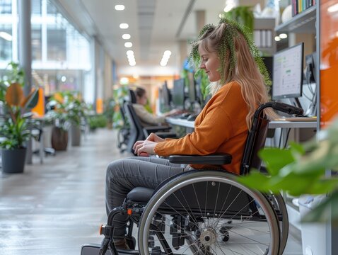 Embracing Diversity: Inclusive Workspace with a Person in a Wheelchair Collaborating Professionally