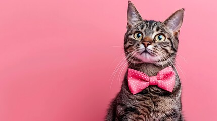 Funny cute cat background. Wallpaper with big copy space 