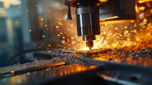 A vertical milling machine in operation