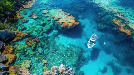 Naklejka premium Explore the underwater world of colorful corals and marine life at