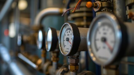 A set of manometers measuring pressure in an industrial system