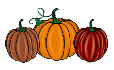Pumpkin Doodle Set for Halloween and Thanksgiving. Autumn Harvest Collection. Fall Decoration Elements.