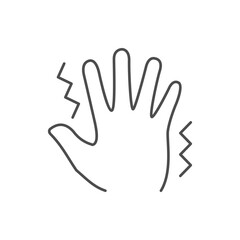 Hand trembling line outline icon