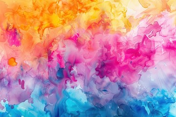 Fototapeta premium vibrant splashes of watercolor paint colliding on textured paper creating a kaleidoscope of bold hues and soft pastels abstract artistic expression
