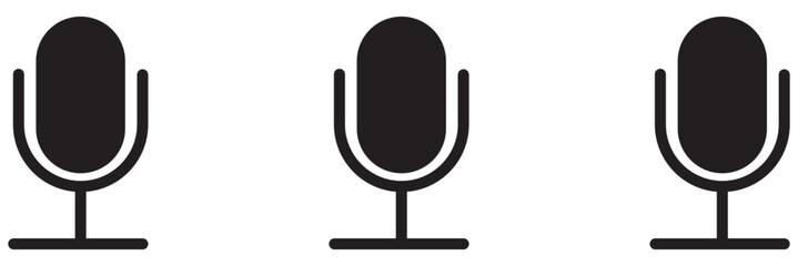 Microphone icon set. Different microphone collection. Media and Web icons in line style.