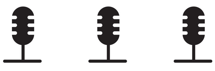 Microphone icon set. Different microphone collection. Media and Web icons in line style.