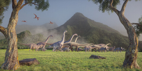 Dinosaurs on the valley. Migration. © Orlando Florin Rosu