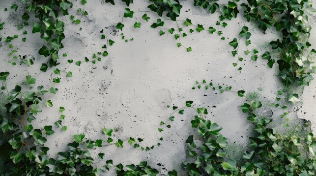 Empty space on wall covered with ivy leaves