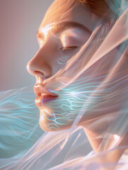 Illustrative Hologram Showing Collagen’s Impact on Skin Elasticity and Wrinkle Reduction