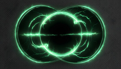 glowing electric green hologram circles lightning background 7